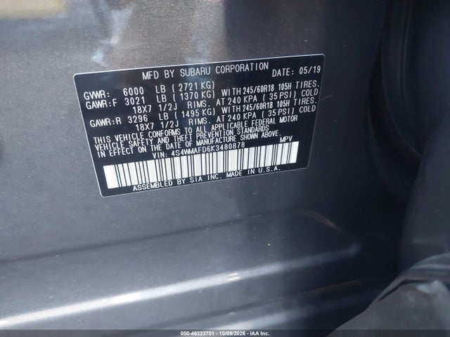 Subaru Ascent Premium 2019 4S4WMAFD6K3480878 Image 9
