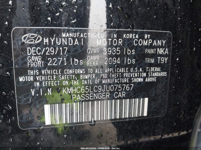 Продаж на аукціоні авто 2018 Hyundai Ioniq Hybrid Blue, vin: KMHC65LC9JU075767, номер лоту: 46323724