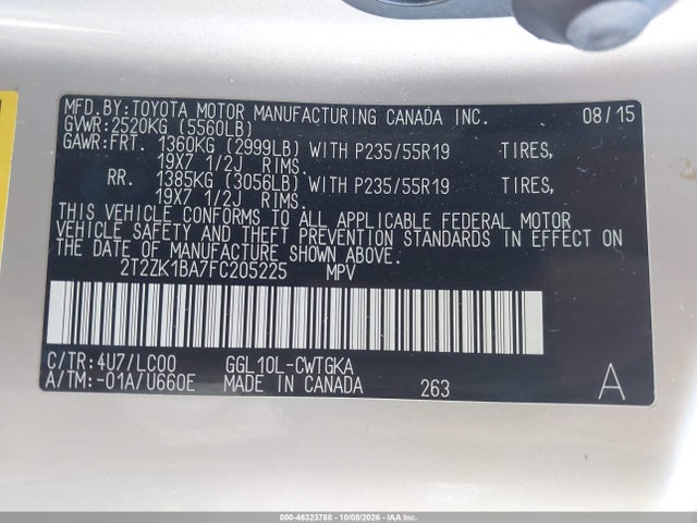 Lexus RX 350 2015 2T2ZK1BA7FC205225 Image 9