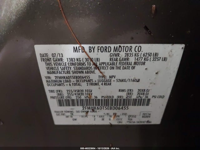 46323804 :رقم المزاد ، 2FMHK6DT5EBD06455 vin ، 2014 Ford Flex Limited مزاد بيع
