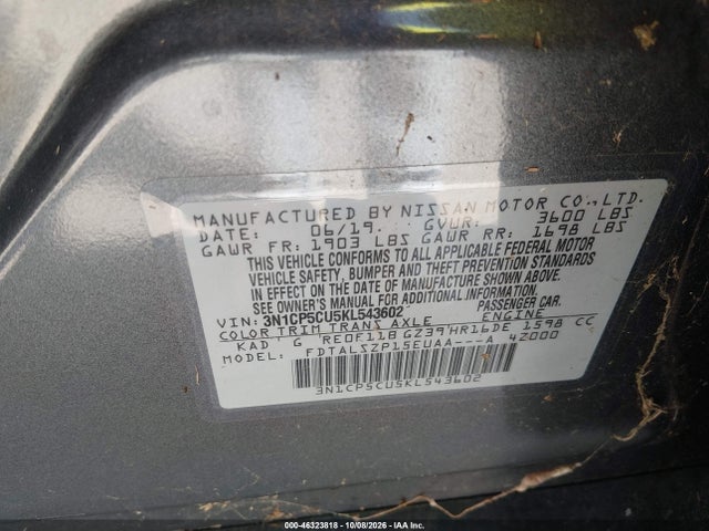 3N1CP5CU5KL543602 Nissan KICKS SV