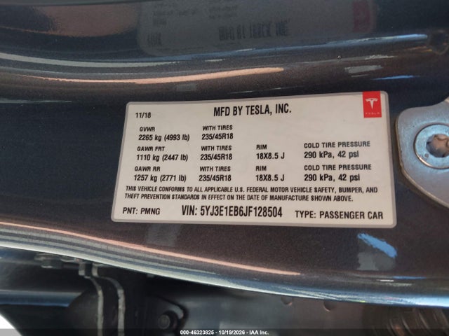 Продаж на аукціоні авто 2018 Tesla Model 3 Long Range/performance, vin: 5YJ3E1EB6JF128504, номер лоту: 46323825