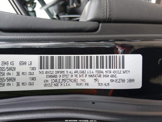 2015 Jeep Grand Cherokee Summit მანქანა იყიდება აუქციონზე, vin: 1C4RJEJM5FC741061, აუქციონის ნომერი: 46323856