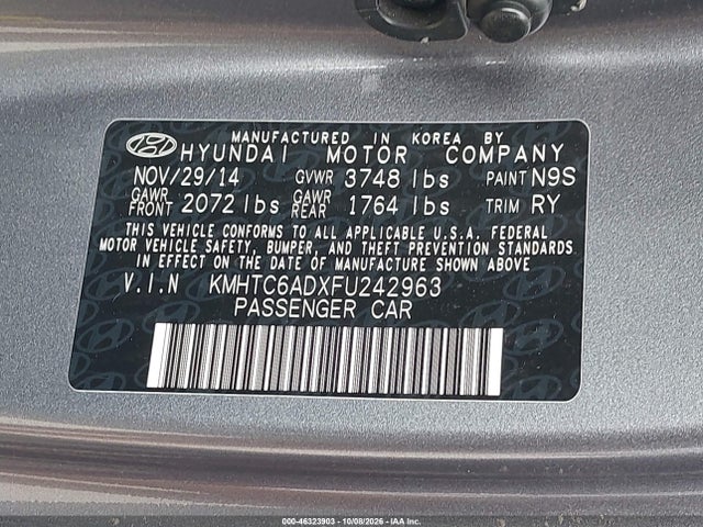 Aukcja sprzedaży 2015 Hyundai Veloster, vin: KMHTC6ADXFU242963, numer aukcji: 46323903