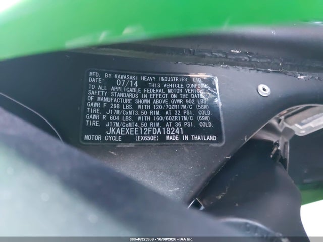 Kawasaki Ex650 E 2015 JKAEXEE12FDA18241 Image 10