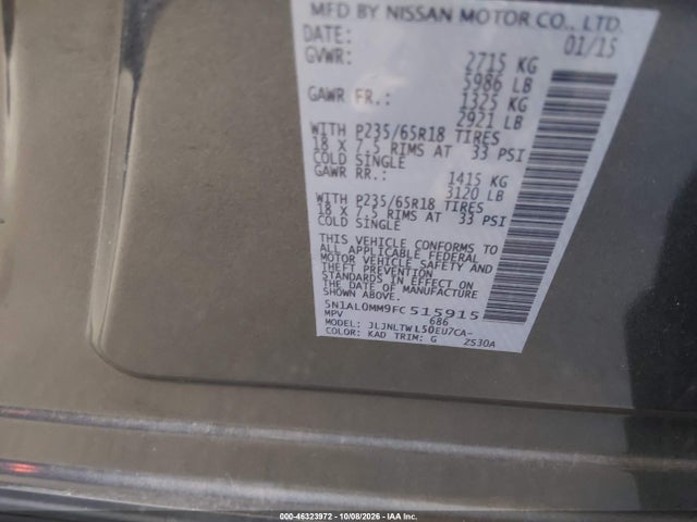 Продажа на аукционе авто 2015 Infiniti Qx60, vin: 5N1AL0MM9FC515915, номер лота: 46323972