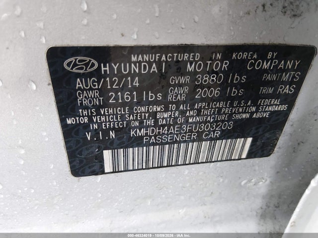 Продажа на аукционе авто 2015 Hyundai Elantra Se, vin: KMHDH4AE3FU303203, номер лота: 46324019