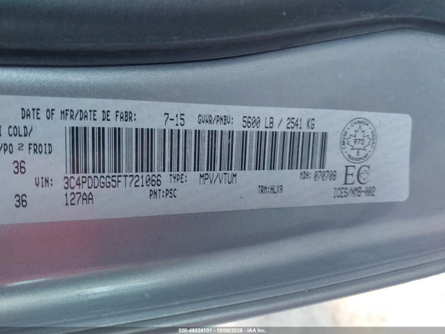 Продаж на аукціоні авто 2015 Dodge Journey Crossroad, vin: 3C4PDDGG5FT721066, номер лоту: 46324101