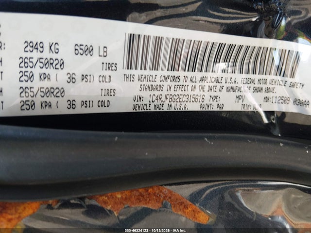 Продаж на аукціоні авто 2014 Jeep Grand Cherokee Limited, vin: 1C4RJFBG2EC315616, номер лоту: 46324123