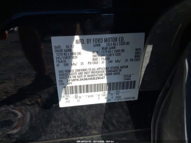 Продажа на аукционе авто 2017 Ford Edge Titanium, vin: 2FMPK3K96HBB29047, номер лота: 46324133
