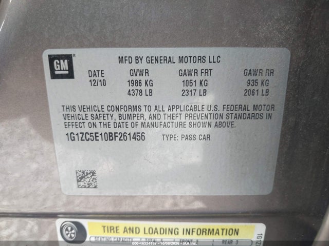 Продаж на аукціоні авто 2011 Chevrolet Malibu 1lt, vin: 1G1ZC5E10BF261456, номер лоту: 46324197