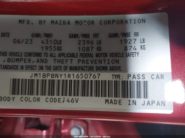 2024 Mazda Mazda3 2.5 Turbo Premium Plus მანქანა იყიდება აუქციონზე, vin: JM1BPBNY1R1650767, აუქციონის ნომერი: 46324389