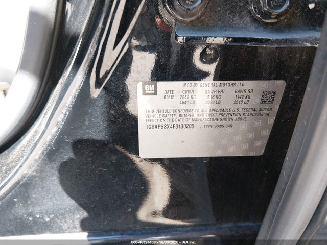 46324400 :رقم المزاد ، 1G6AP5SX4F0130205 vin ، 2015 Cadillac Cts Standard مزاد بيع