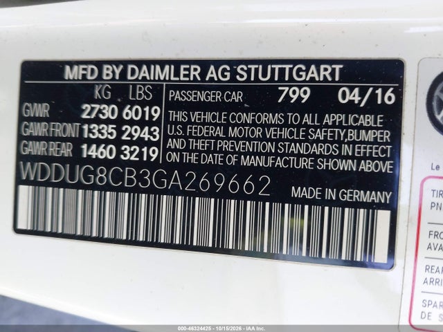 WDDUG8CB3GA269662 Mercedes-Benz S 550