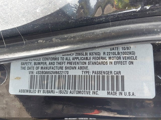 46324441 :رقم المزاد ، 4S3BG6853W6622170 vin ، 1998 Subaru Legacy Outback/outback Limited/outback Sport مزاد بيع