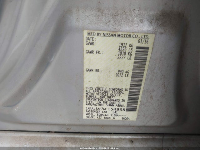 Nissan Altima 2016 1N4AL3AP7GC154938 Image 9