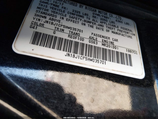 Aukcja sprzedaży 2017 Nissan Rogue Sport S, vin: JN1BJ1CP5HW035701, numer aukcji: 46324542