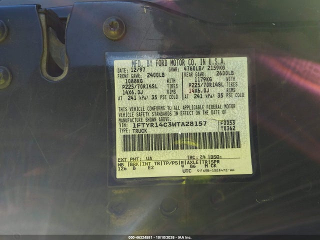 Aukcja sprzedaży 1998 Ford Ranger Xl/xlt, vin: 1FTYR14C3WTA28157, numer aukcji: 46324581