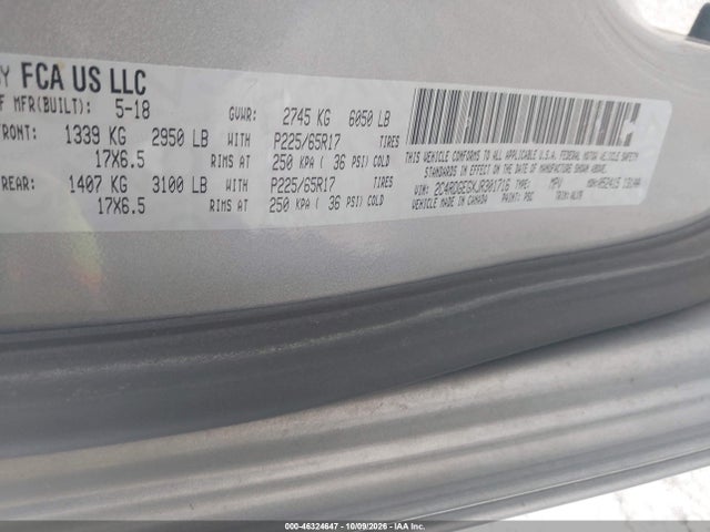 2018 Dodge Grand Caravan Gt მანქანა იყიდება აუქციონზე, vin: 2C4RDGEGXJR301716, აუქციონის ნომერი: 46324647