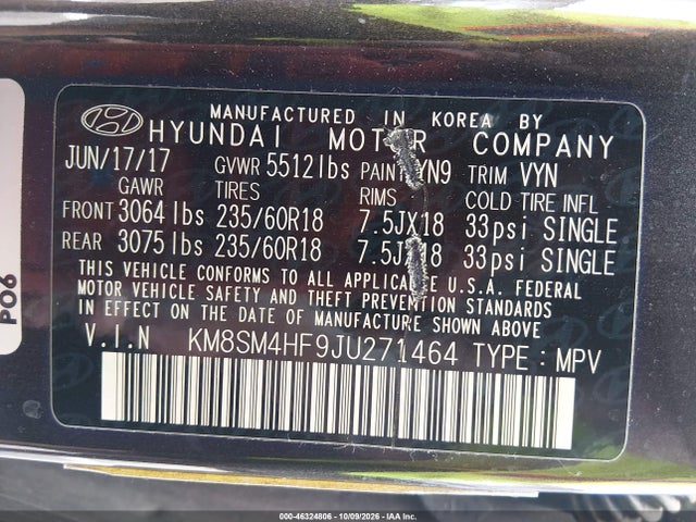 Hyundai Santa Fe Se 2018 KM8SM4HF9JU271464 Image 9