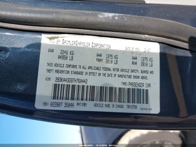 Продаж на аукціоні авто 2007 Dodge Charger, vin: 2B3KA43G97H760442, номер лоту: 46325041