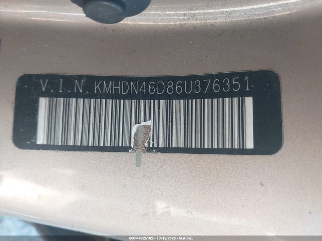 Продажа на аукционе авто 2006 Hyundai Elantra Gls/limited, vin: KMHDN46D86U376351, номер лота: 46325102
