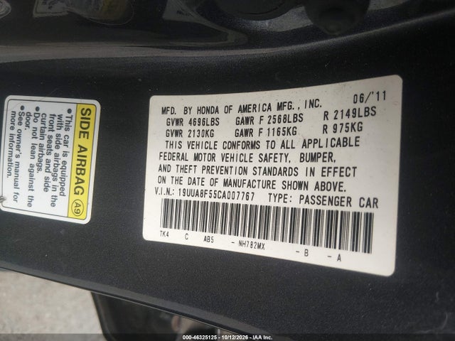 Продаж на аукціоні авто 2012 Acura Tl 3.5, vin: 19UUA8F55CA007767, номер лоту: 46325125