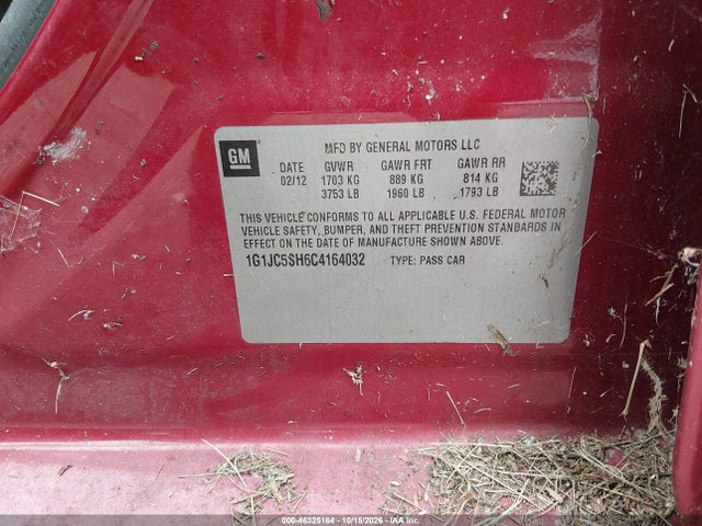 Продаж на аукціоні авто 2012 Chevrolet Sonic 2lt, vin: 1G1JC5SH6C4164032, номер лоту: 46325164