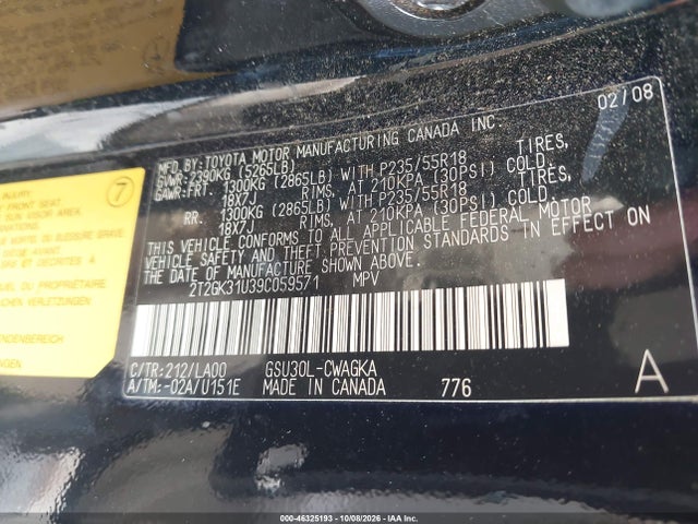 Продажа на аукционе авто 2009 Lexus Rx 350, vin: 2T2GK31U39C059571, номер лота: 46325193