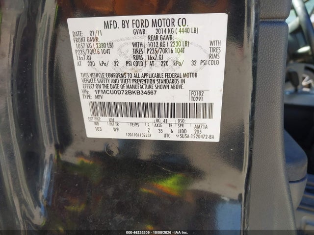 Продажа на аукционе авто 2011 Ford Escape Xlt, vin: 1FMCU0D72BKB34567, номер лота: 46325209