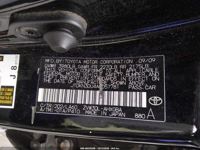 Aukcja sprzedaży 2010 Toyota Prius Iv, vin: JTDKN3DU4A0057781, numer aukcji: 46325256