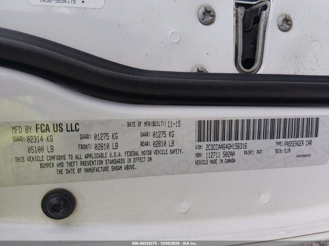 Aukcja sprzedaży 2016 Chrysler 300 Limited, vin: 2C3CCAAG4GH156316, numer aukcji: 46325278