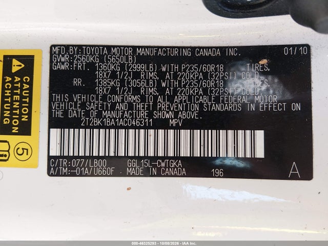 Продажа на аукционе авто 2010 Lexus Rx 350, vin: 2T2BK1BA1AC046311, номер лота: 46325293