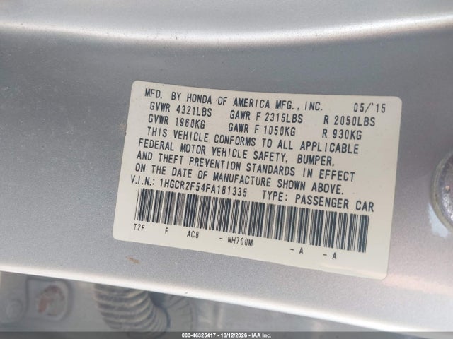Aukcja sprzedaży 2015 Honda Accord Sport, vin: 1HGCR2F54FA181335, numer aukcji: 46325417