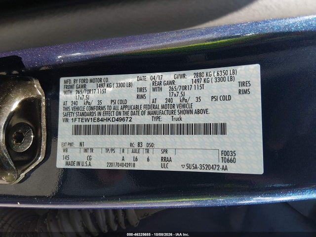 Продаж на аукціоні авто 2017 Ford F-150 Xl, vin: 1FTEW1E84HKD49672, номер лоту: 46325685