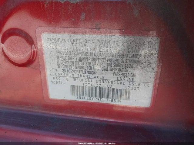 Продаж на аукціоні авто 2015 Nissan Versa Note S (sr)/s Plus/sl/sr/sv, vin: 3N1CE2CP4FL378534, номер лоту: 46326070