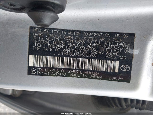 Aukcja sprzedaży 2010 Toyota Prius Iv, vin: JTDKN3DUXA5065581, numer aukcji: 46326146