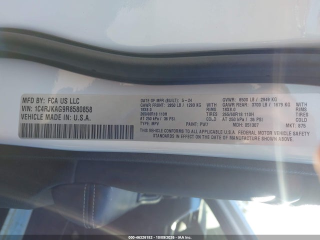 Aukcja sprzedaży 2024 Jeep Grand Cherokee L Laredo X 4x4, vin: 1C4RJKAG9R8580858, numer aukcji: 46326182