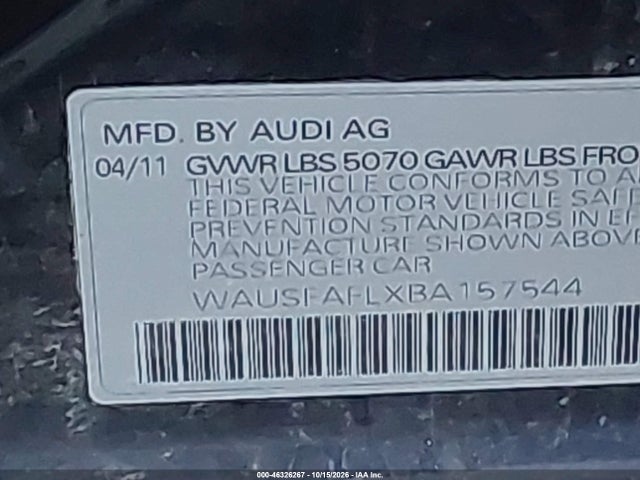 Aukcja sprzedaży 2011 Audi A4 2.0t Premium, vin: WAUSFAFLXBA157544, numer aukcji: 46326267