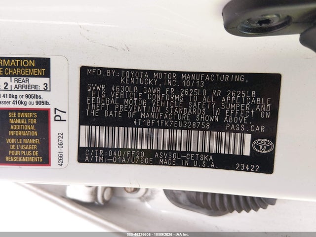 Продаж на аукціоні авто 2014 Toyota Camry Se, vin: 4T1BF1FK7EU328758, номер лоту: 46326606