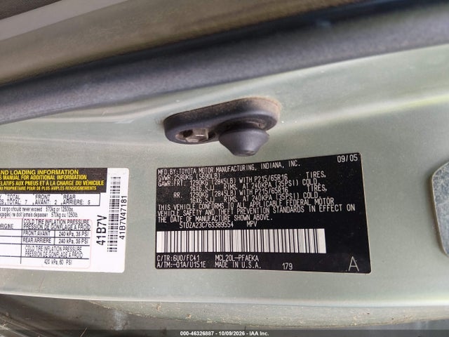 Продаж на аукціоні авто 2006 Toyota Sienna Le, vin: 5TDZA23C76S389554, номер лоту: 46326887