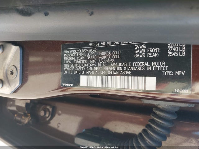 46326907 :رقم المزاد ، YV4952DL8E2549642 vin ، 2014 Volvo Xc60 3.2 Premier Plus مزاد بيع