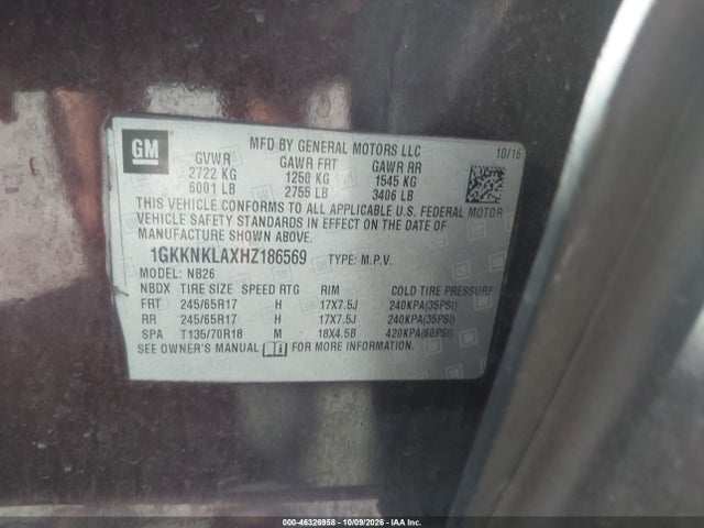 GMC Acadia Sle-1 2017 1GKKNKLAXHZ186569 Image 9