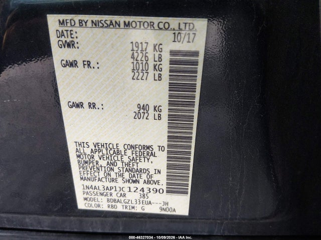 Aukcja sprzedaży 2018 Nissan Altima 2.5 S, vin: 1N4AL3AP1JC124390, numer aukcji: 46327034