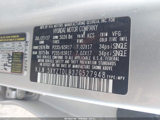 5XYZTDLB3JG527948 Hyundai Santa Fe Sport 2.4l