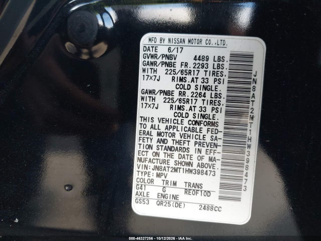 Nissan ROGUE SV 2017 JN8AT2MT1HW398473 Image 9
