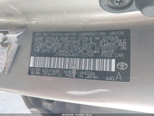 Aukcja sprzedaży 2005 Toyota Prius, vin: JTDKB20U650122368, numer aukcji: 46327296