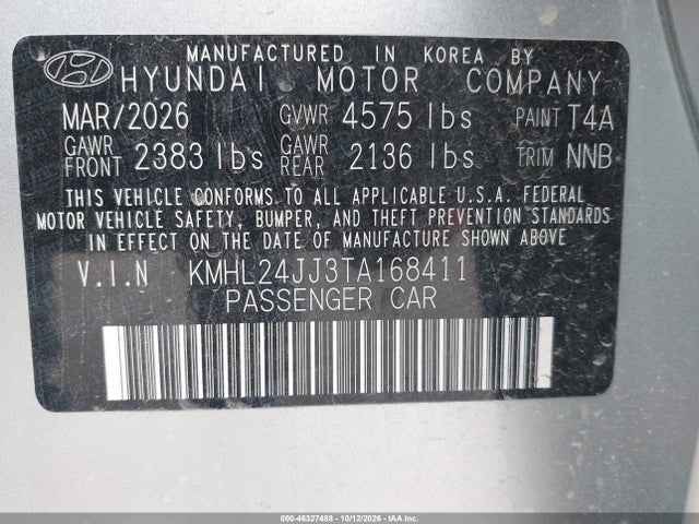 Aukcja sprzedaży 2026 Hyundai Sonata Hybrid Blue, vin: KMHL24JJ3TA168411, numer aukcji: 46327488