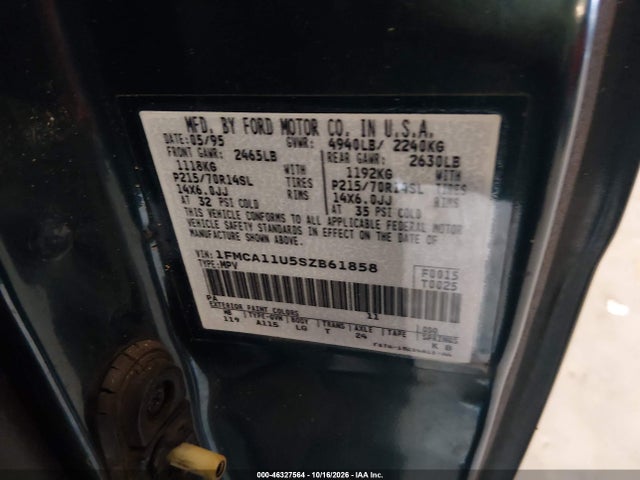 Продаж на аукціоні авто 1995 Ford Aerostar, vin: 1FMCA11U5SZB61858, номер лоту: 46327564