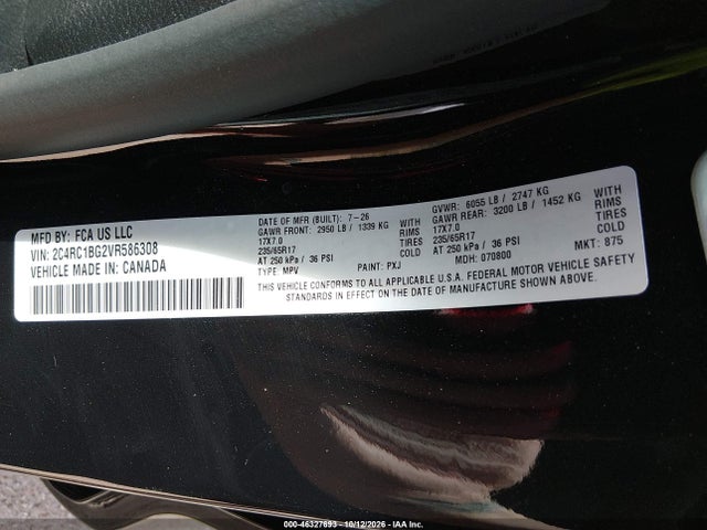 2027 Chrysler Pacifica მანქანა იყიდება აუქციონზე, vin: 2C4RC1BG2VR586308, აუქციონის ნომერი: 46327693